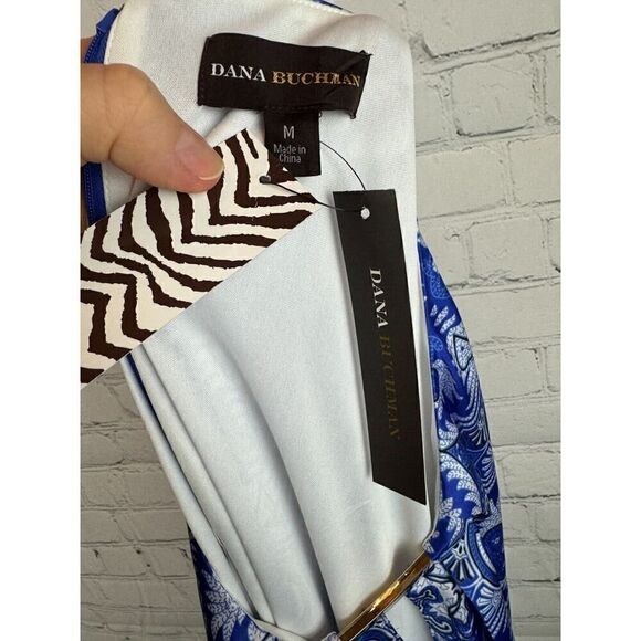 DANA BUCHMAN blue white sleeveless bodycon sheath lined dress size M NWT - Picture 11 of 11